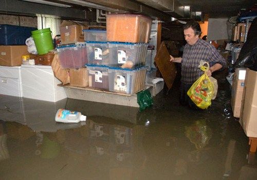 Basement flood filled with water