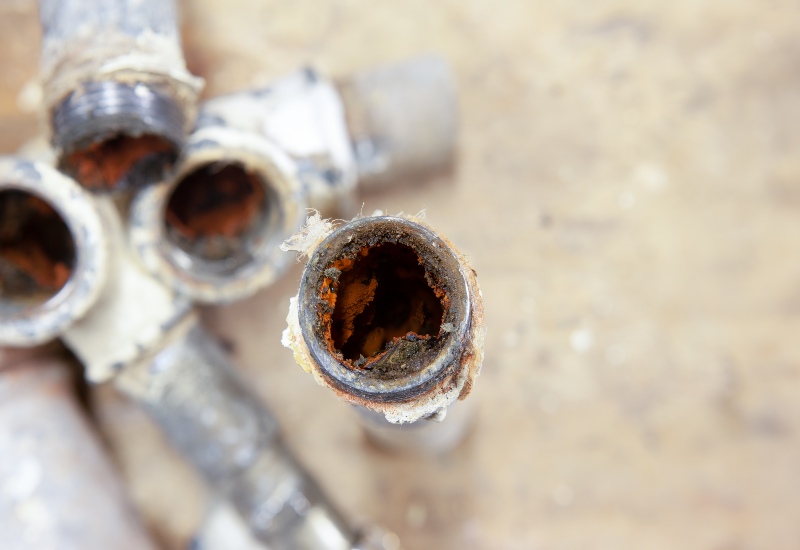 Pipe Rust in the Water Tube Formed Over the Years in Illinois